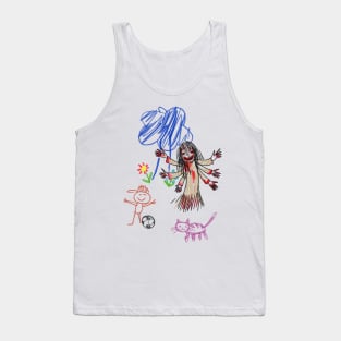 Chilling Innocence: Unsettling Horrors Unleashed in Children's Drawings Tank Top